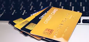 Multiple credit cards stacked on top of each other